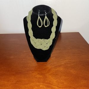 Women's costume beaded necklace and earrings set